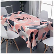 

Cotton Linen Tablecloths, Waterproof Table Covers Two Deer Pink Dining Table Coffee Table Deco