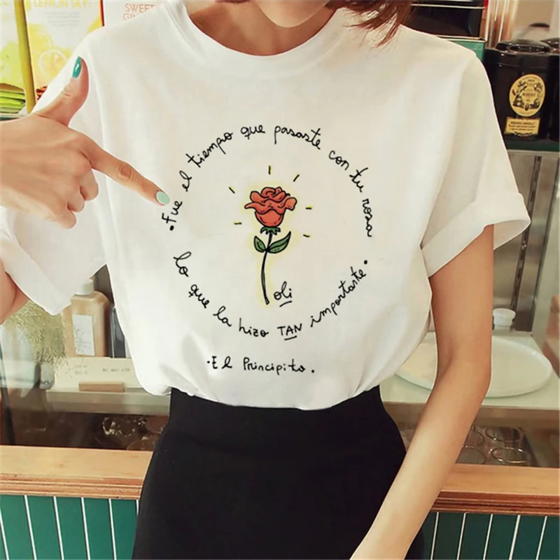 2023 The Little Prince and the Rose pattern T-shirt Women creativity Summer Vigorous Harajuku Female Fashion Tops ladies shirt