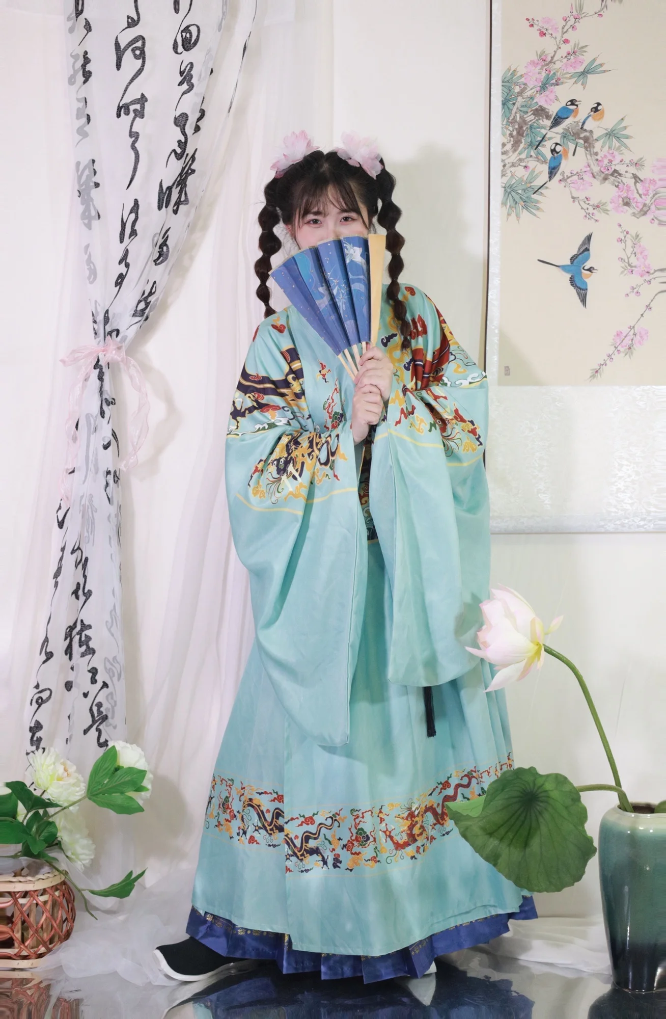 2XL Chinese Hanfu Robe Traditional Ming Dynasty Round Neck Pipa Sleeve Long Robe Cosplay Costume Oversized Hanfu Dress