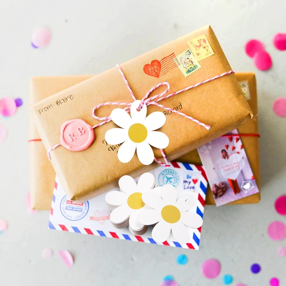 Gänseblümchen-Blumen-Serie, Papierbanner, Aufkleber zum Aufhängen, Lebels für alles Gute zum Geburtstag, Babyparty, Party-Dekoration, Hochzeit, DIY-Geschenke, Verpackungen – Detail 3