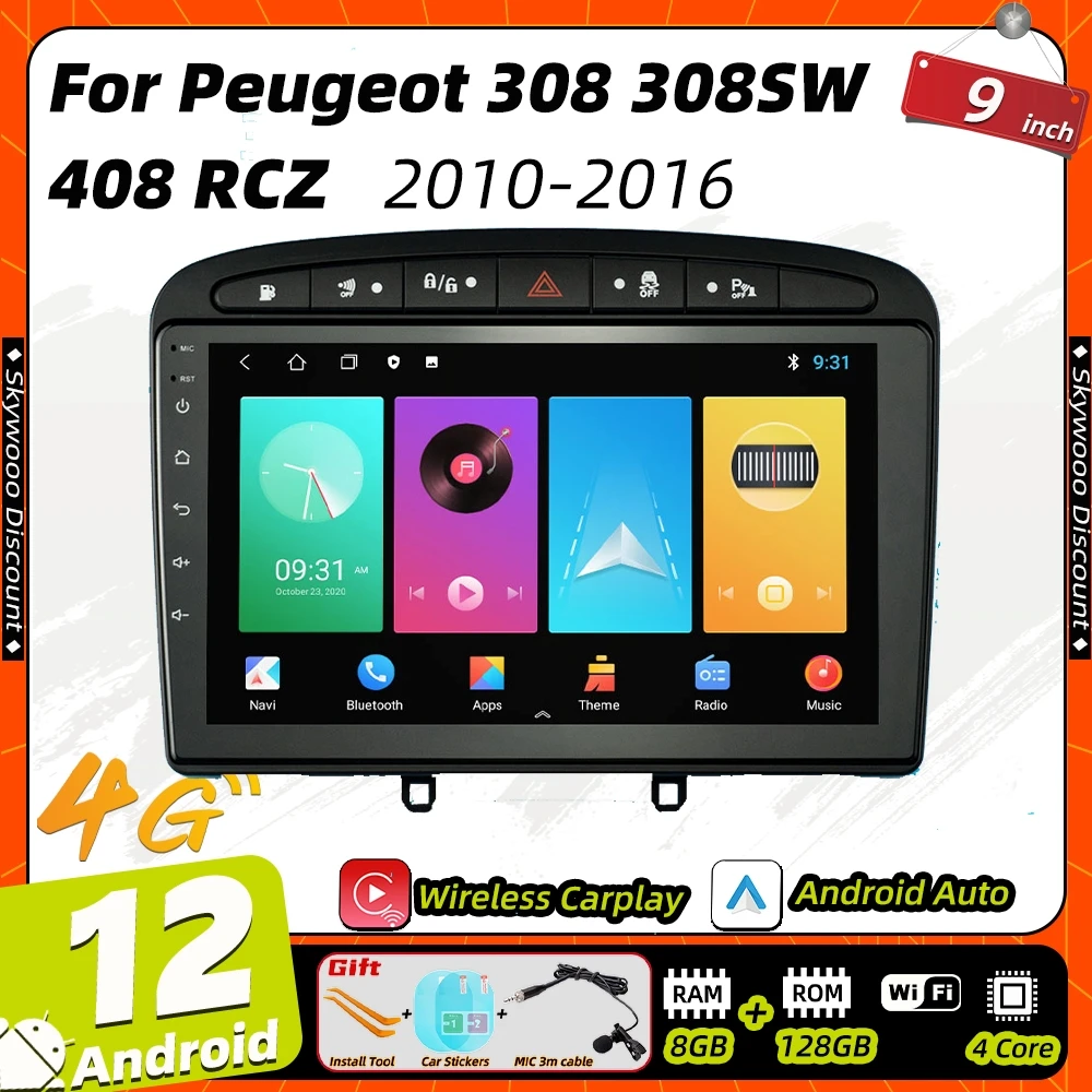 Autoradio GPS Peugeot 308 & RCZ Android 12