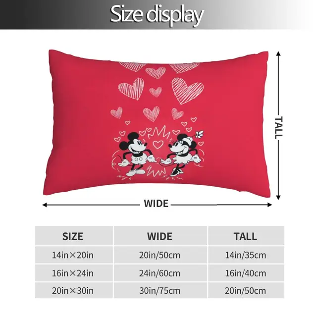 Federa Cuscino Topolino E Minnie - 40x40 Cm, 100% Cotone, Con Cerniera