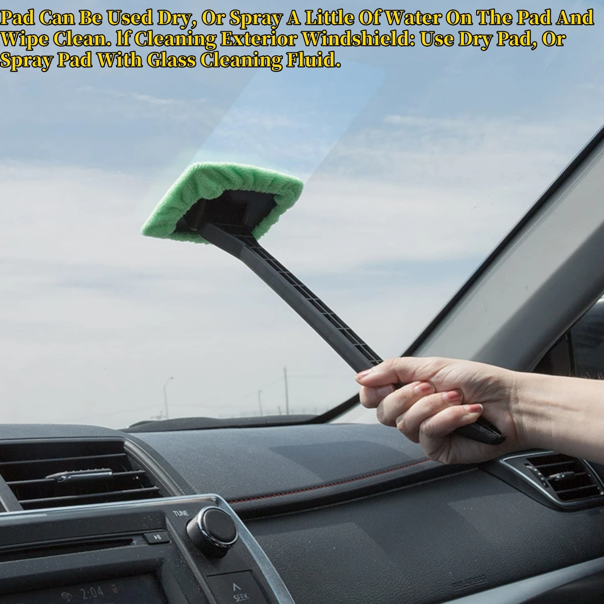 3-Piece Long Handle Windshield Defogging and Dust Removal Cleaning Set with Reusable Cloth Pads