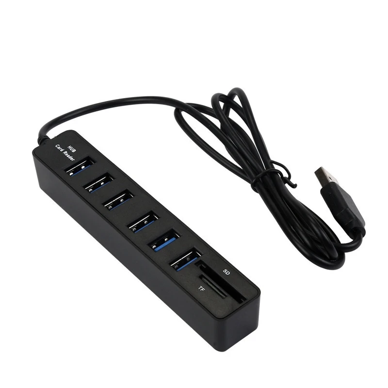 Hub Usb Splitter Usb Hub A 6 Porte Hub Usb 2.0 + Lettore Di Schede Multifunzione Sd + Tf Card Per Mac Pro/Mini Imac Ps4 Surface Pro