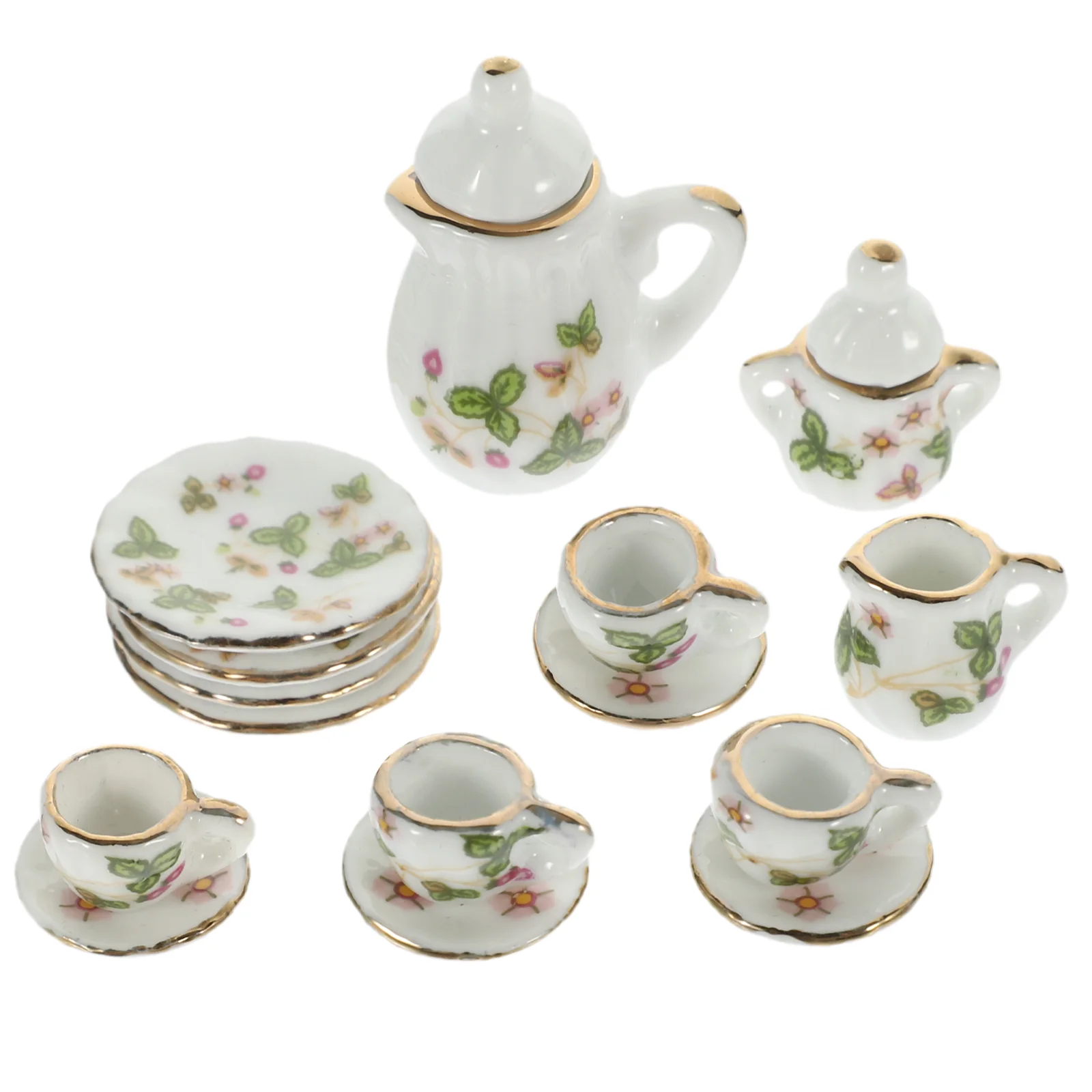 

Tea Kettle House Set Mini Teapot And Cups Drinks Miniature Scene Prop Toddler