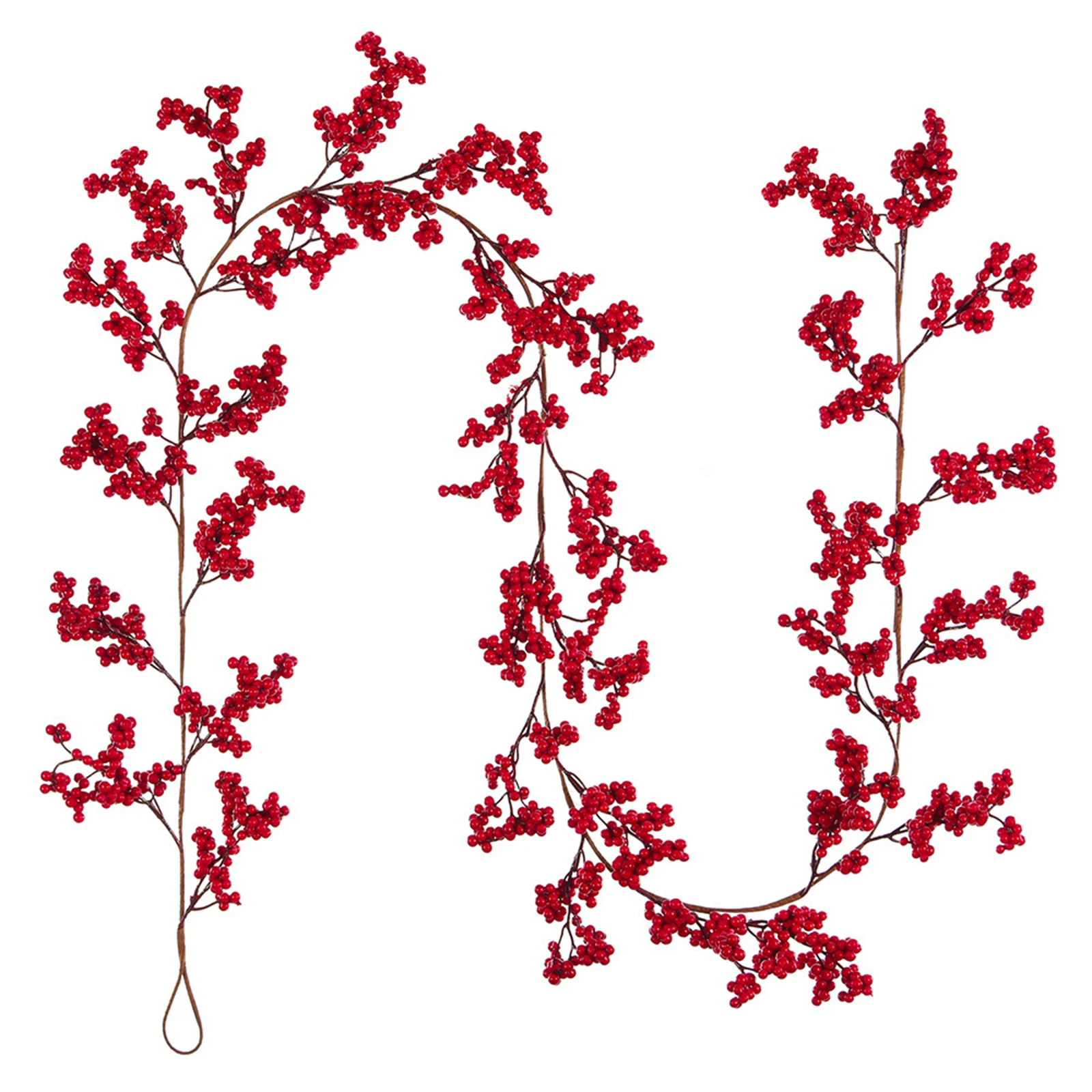 1,95 m/72 Köpfe Rote Frucht Rattan Künstliche Rebe Für Zuhause Weihnachten Dekoration Party Liefert Hintergrund Wand Weihnachten girlande – Detail 1