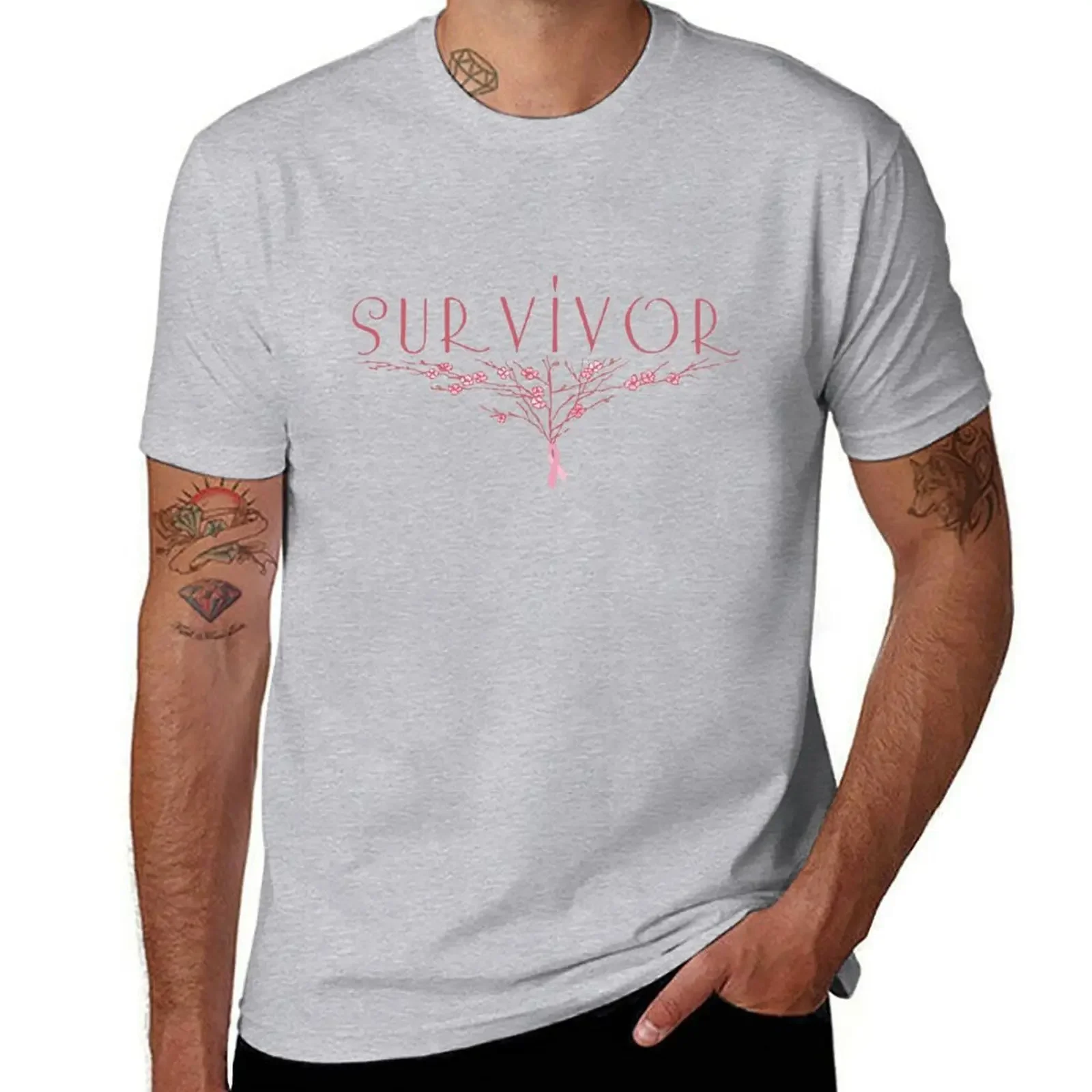 

Survivor. breast cancer T-shirt hippie clothes sublime graphics plain white t shirts men