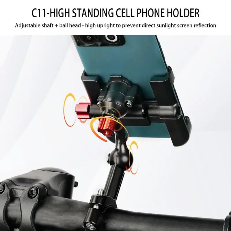 Handlebar Phone Stand Adjustable Cell Holder Shock Absorbing Scooter Handlebar Cradle Clip Motorcycle Phone Holder Mount