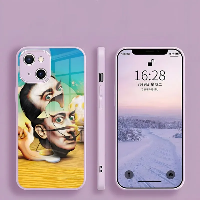 Custodia Per Telefono Salvador Dali Art Per Iphone 15 14 13 Pro Max 12 11 Xr X Xs Mini 6 7 8 Plus Se Cover Viola In Vetro
