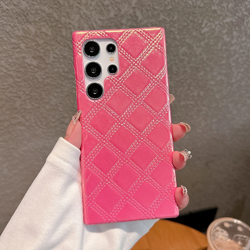 Luxurious Rhombus Leather Phone Case - Premium Protective Back Cover