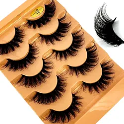 Fluffy 3D Natural Cat Eye False Lashes - Soft, Wispy, Crossed Finish (5 Pairs) (5pairs7D48)