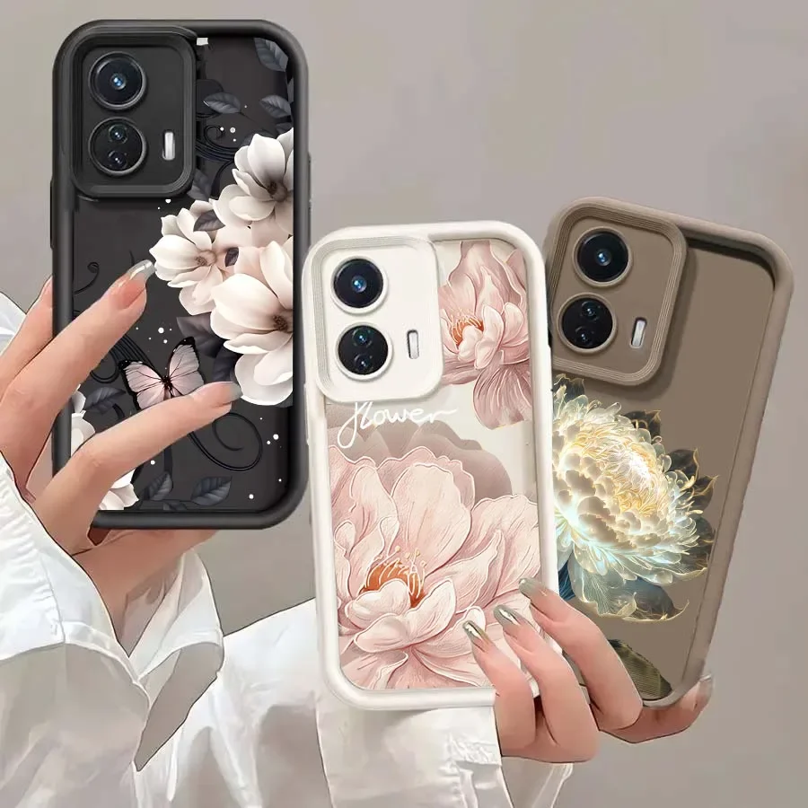Peony Flower Silicone Case Cover - Ink Design