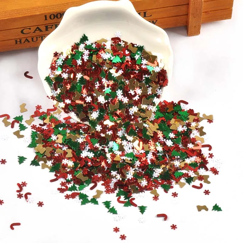 20g/Los 4,5-27mm Weihnachten Schneeflocken PVC Konfetti Alufolie Pailletten Tisch Halloween Neujahr Party Dekor hand gefertigte Lieferungen c3762 – Detail 6