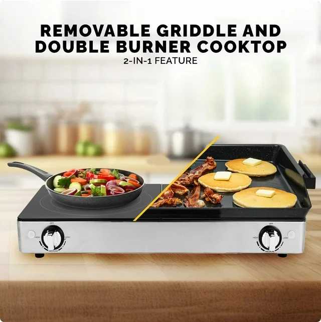 Kalorik® Pro Double Griddle and Cooktop, Stainless Steel 3