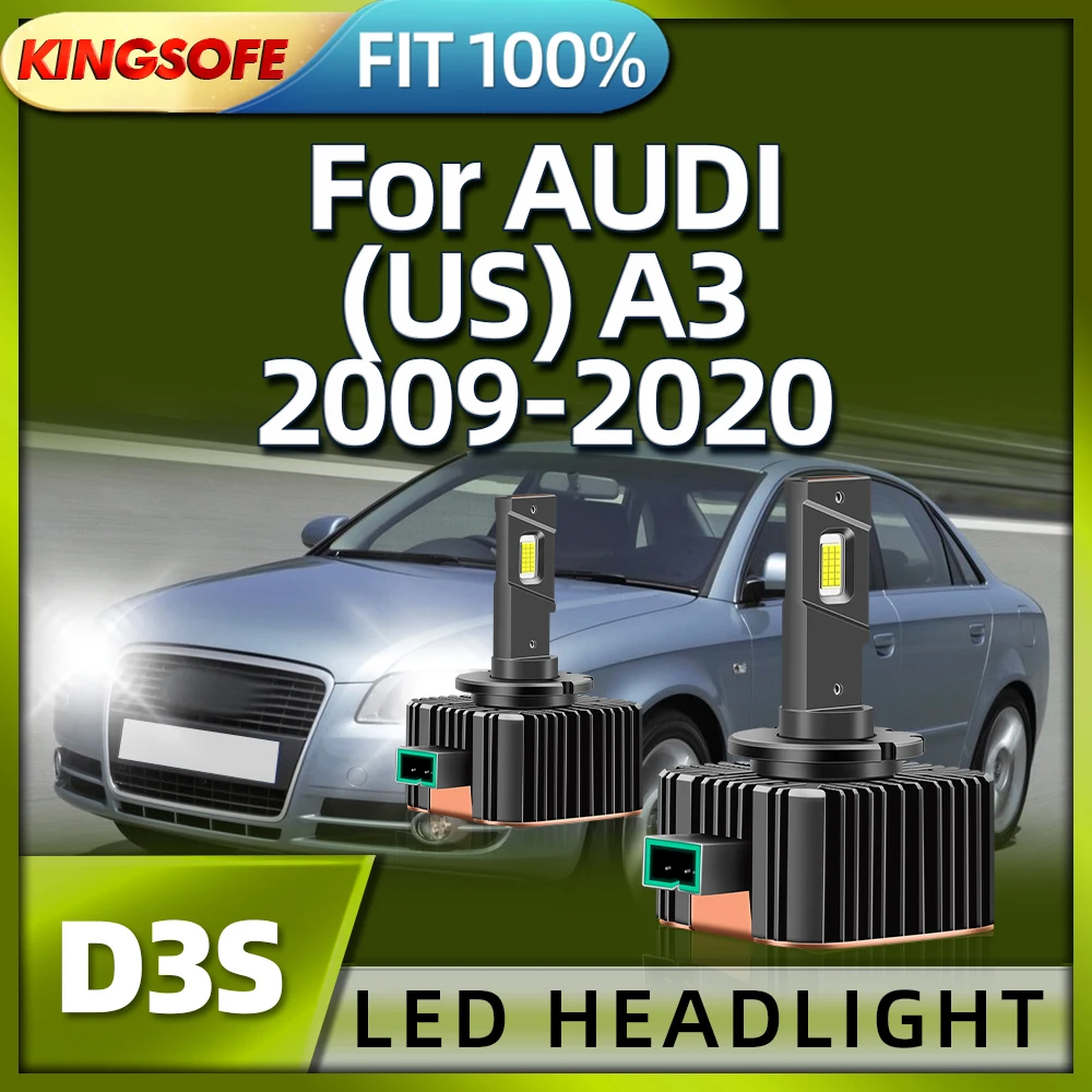 

KINGSOFE 2Pcs Auto LED Headlight D3S Light 6000K Super Bright 45000LM For AUDI (US) A3 2009 2010 2011 2012 2013 2014 2015-2020