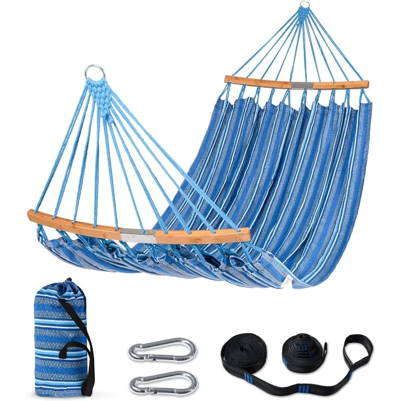 

Hammocks Double Hammock with Curved Spreader Bar Outdoor Portable Hammock with Carrying Bag Tree Straps for Bedroom Patio Swings