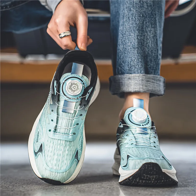 أحذية رياضية كاجوال للرجال صيفية قابلة للتنفس، أحذية جري بإبزيم دوار شبكي متعدد الوظائف قابلة للتنفس، رياضات خارجية