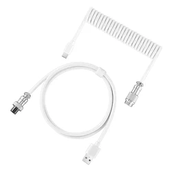 Premium Custom Coiled & Braided Mechanical Keyboard Cable with Aviation Connector (WHITE)