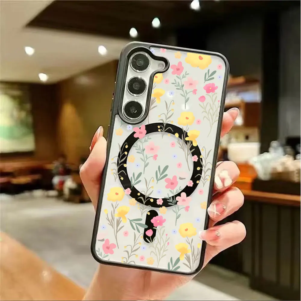 Vibrant Floral Magnetic Phone Case with Soft Edges - Protective Cover
