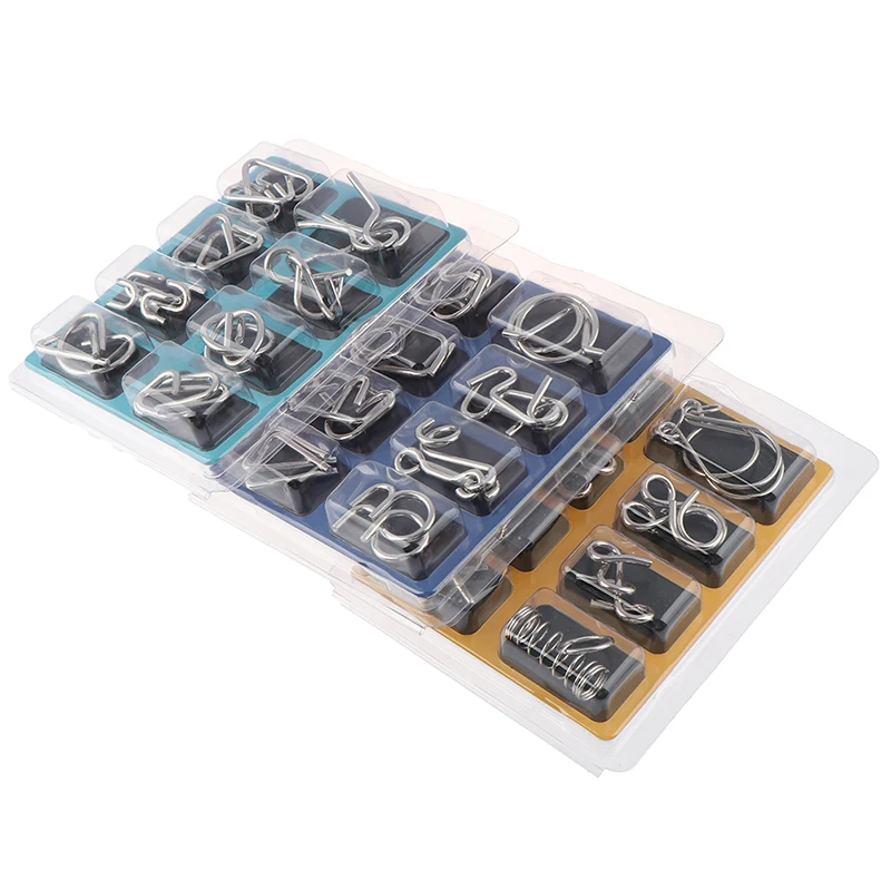 8개/세트 새로운 소재 금속 퍼즐 와이어 IQ 두뇌 티저 퍼즐 스트레스 해소 장난감