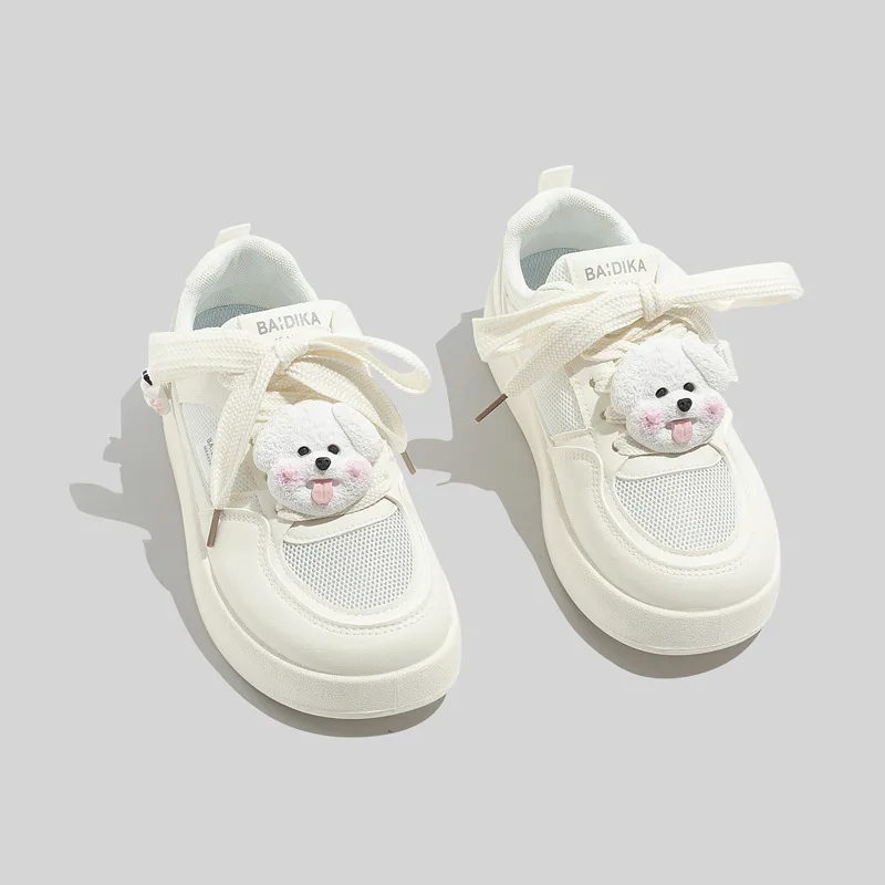 

Туфли женские с мультяшной собакой, сетчатые дышащие, на толстой подошве, повседневные, для студентов, белые, лето 2024