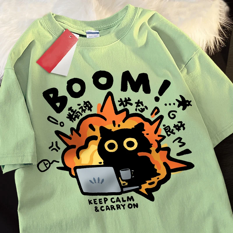 Unisex Pure Cotton Cartoon Graphic Oversized Tee – Casual Short-Sleeved Summer Top