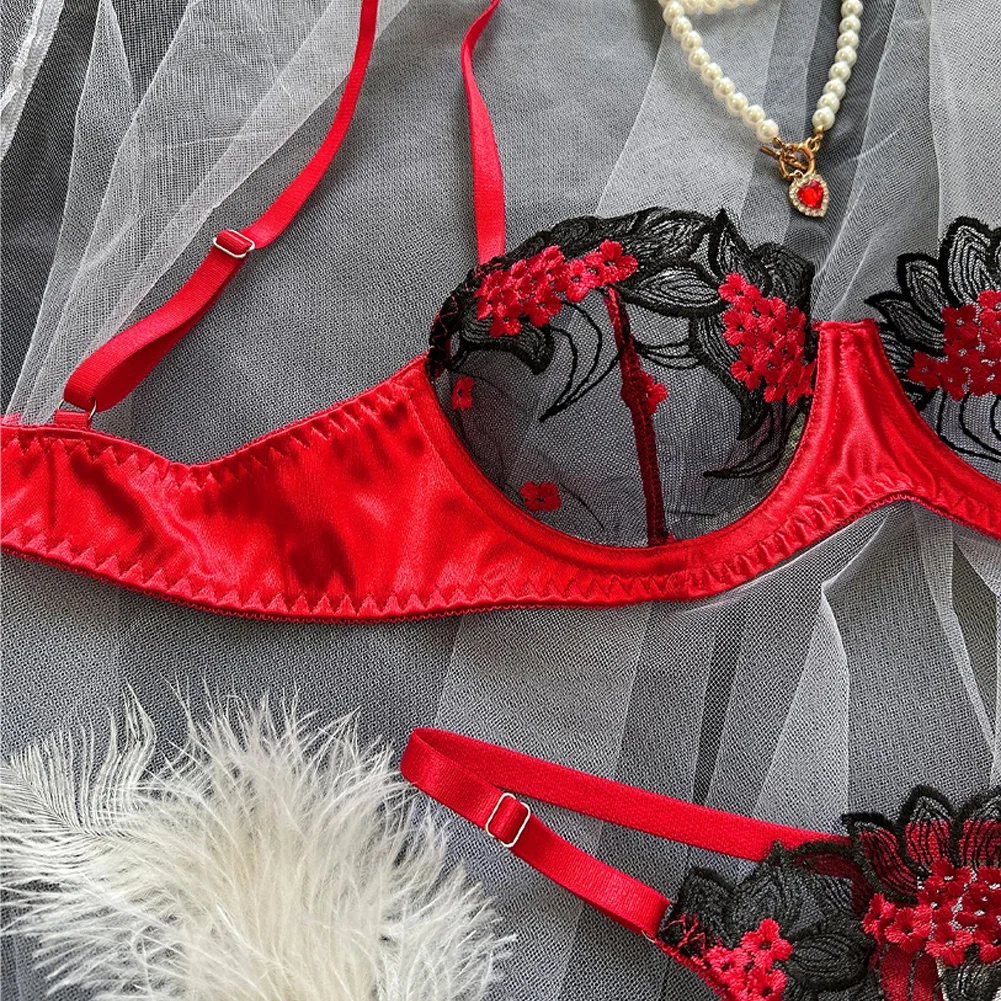 

Floral Underwear+panties Underwear+panties For Women Lace Bra Lingerie Mesh Embroidery Multi-colored Polyester