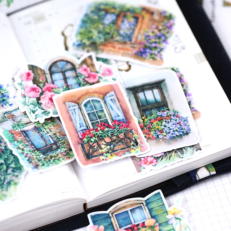 

15pcs Window flower Stickers for waterproof Bike Motorcycle Phone book Travel Luggage toy Funny Sticker