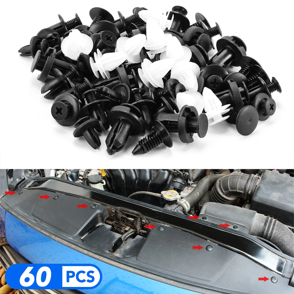 60pcs Mixed Auto Fastener Clip Car Accessories For Nissan Qashqai J10 J11 X-Trail t31 t32 kicks Tiida Pathfinder Murano Note