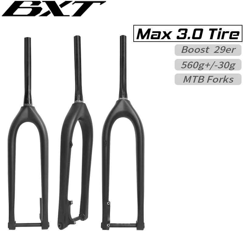 Fourche VTT Carbone Rigide 29" Boost 110x15mm - Fourche Suspendue Avec Blocage, Course 120mm, Axe Conique, Max Pneu 3.0"