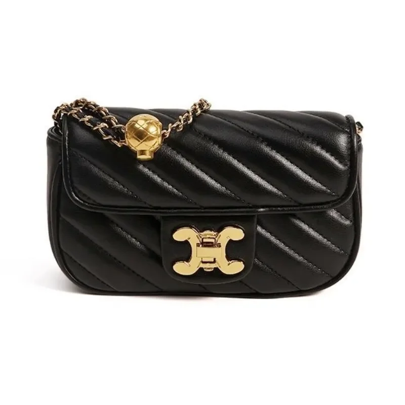 

2023 New Classic Trend Fashion Bag For Women's One Shoulder Messenger Bags Versatile Small Square Bag Solid Chain PU Leather Sac