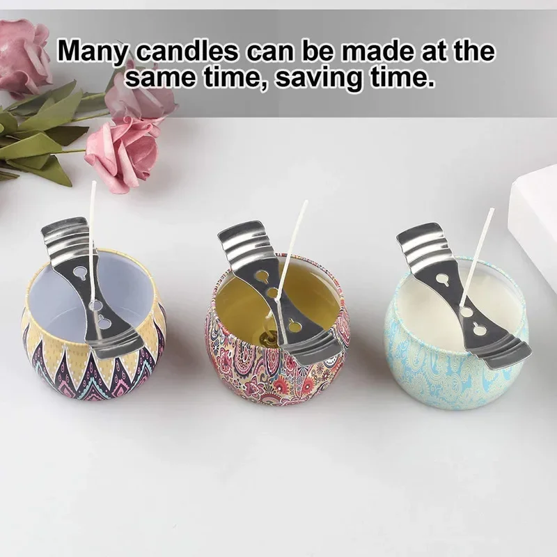 5pcs Wick Holder Metal Candle Wick Centering Devices Silver Stainless Steel Candle Wick Holder for Candle Making