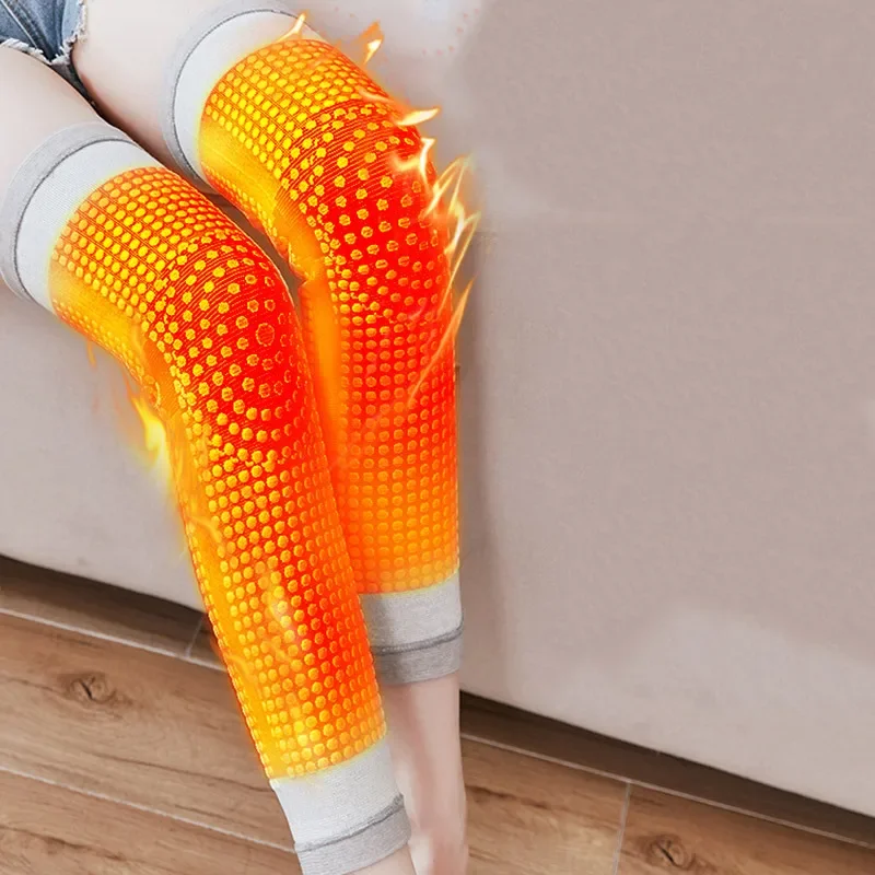 1 Pair Winter Kneepad Self Heating Tourmaline Knee Support Brace Knee Protector Arthritis Joint Double-side Thermal Knee Sleeves