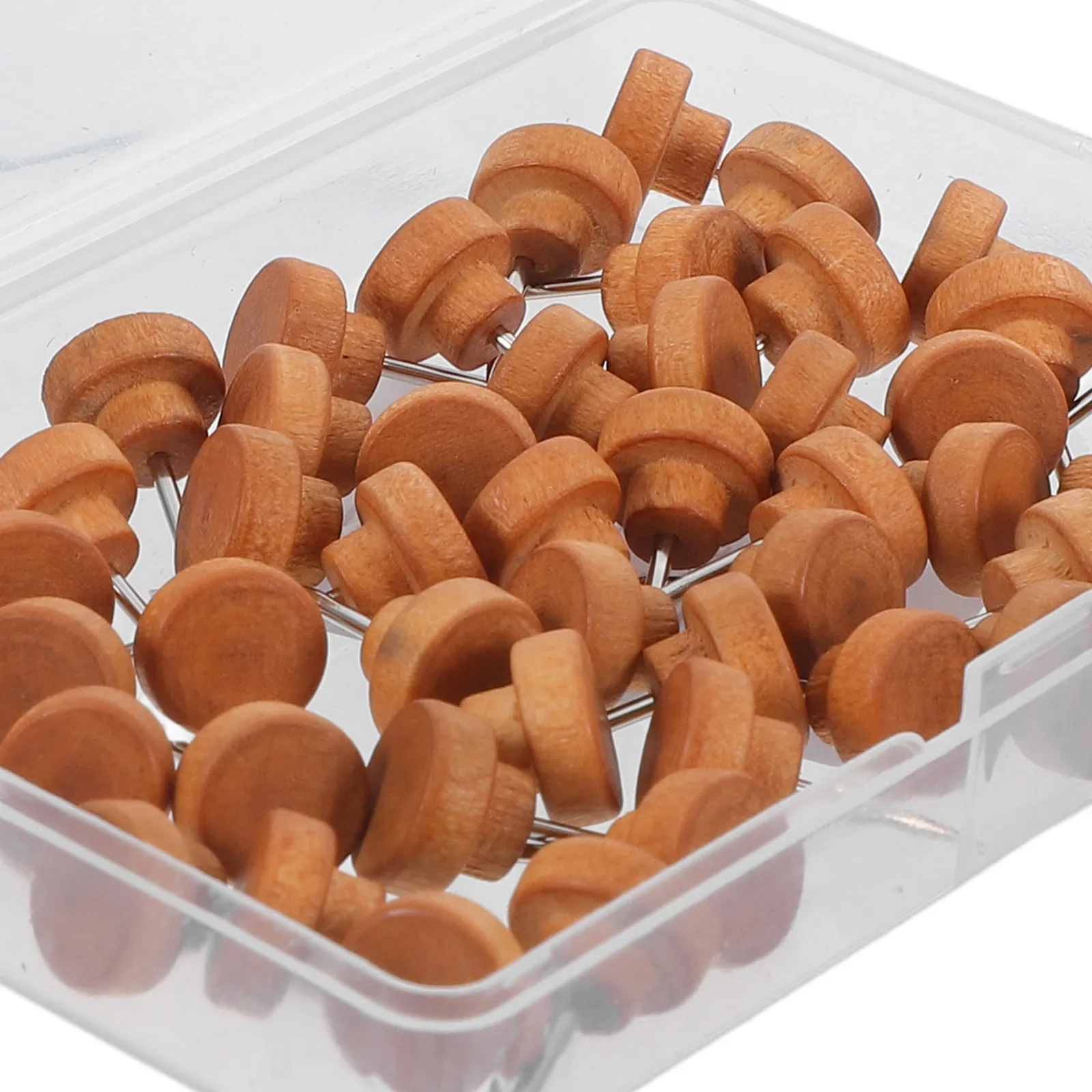 50개 프리미엄 나무 원형 푸시핀 녹 방지 원형 압정 사진 벽 게시판 가정 사무실 장