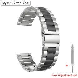 Premium 22mm Stainless Steel Metal Watch Band Bracelet for 22mm (Silver black)