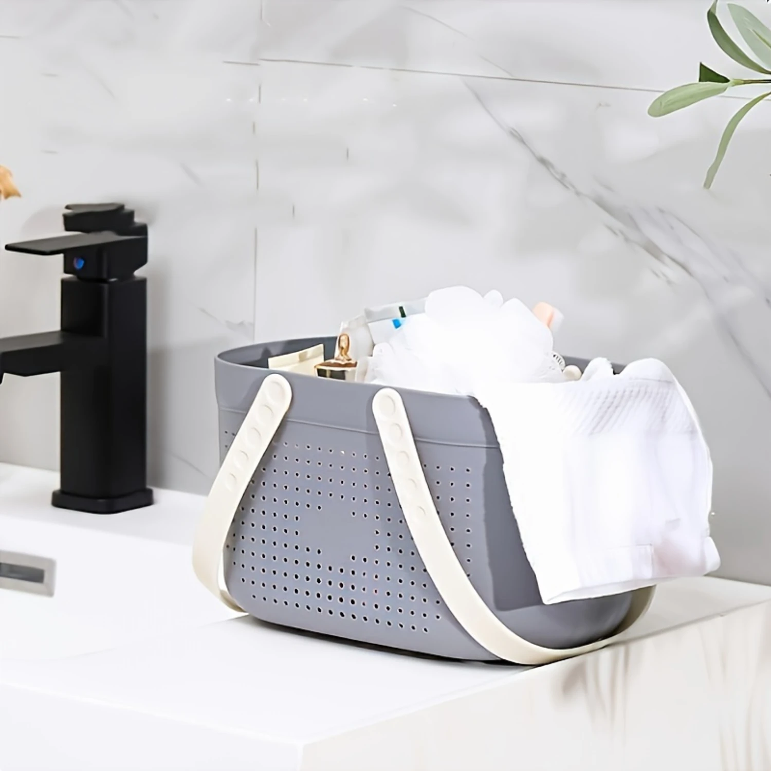 Portable Shower Caddy Basket Bathroom Organizer Handle Dorm Bath Accessory Bins 1pc
