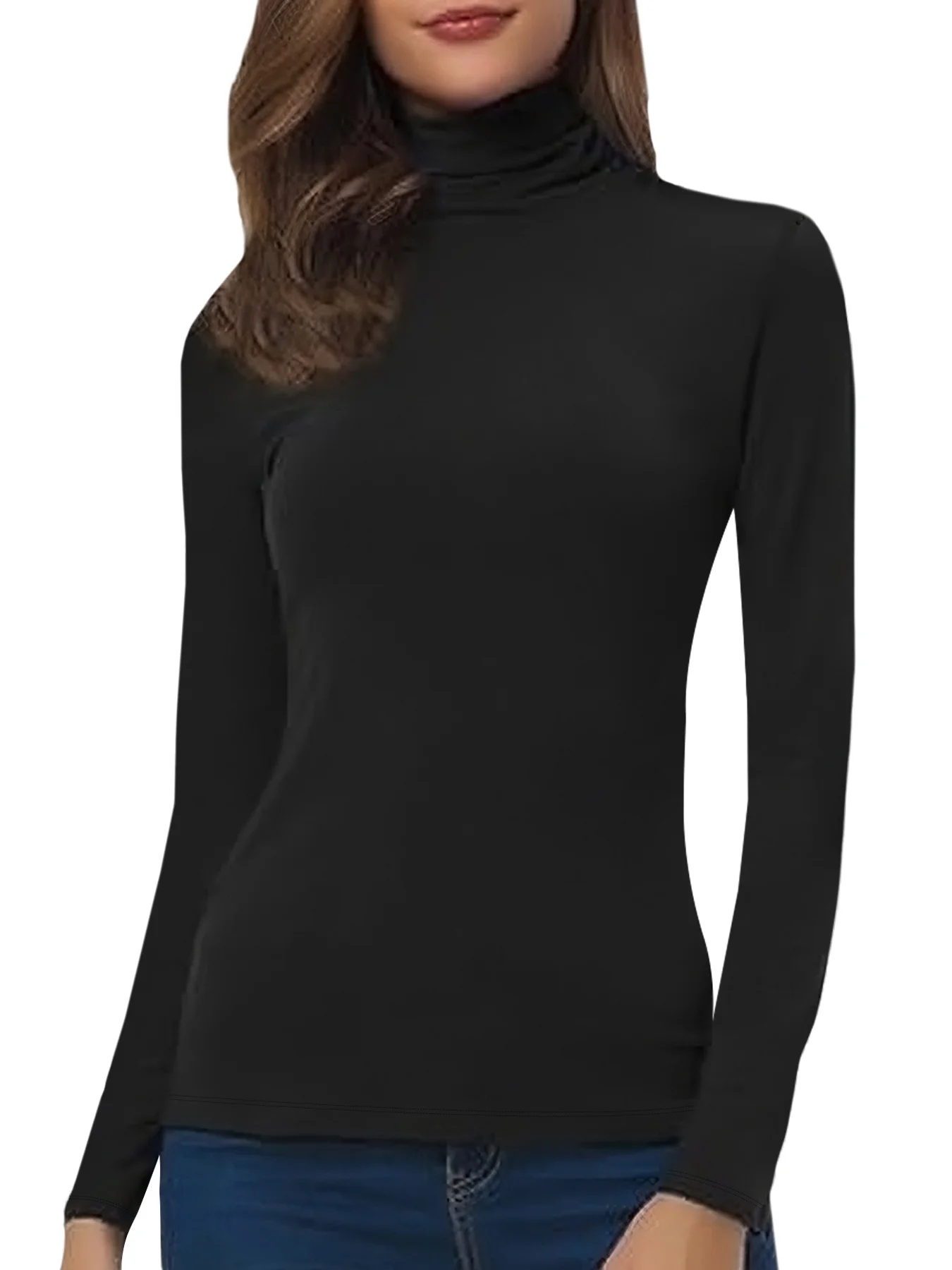 Damen-T-Shirt mit Stehkragen und langen Ärmeln. Super Sfort dehnbare, einfarbige, lässige T-Shirts. Workout Laufen Yoga Athletic T-Shirts