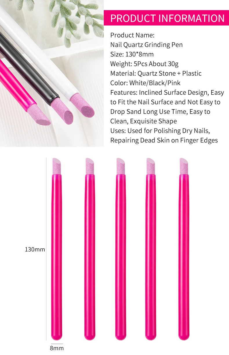 Description Picture 3 of item5Pcs Quartz Pen Nail  Cuticle Pushers Nail Polish Manicure Stick Nail Files Grinding Pen Dead Skin Remover for Natural Nail