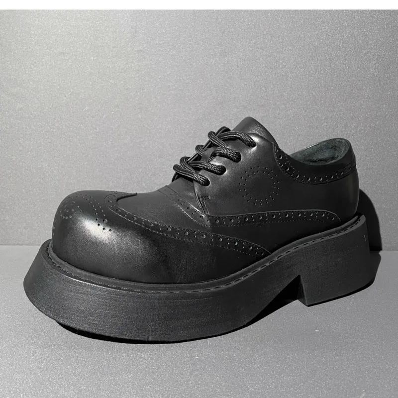 Euro-American Show Design Derby Shoes for Men Increased 6cm 