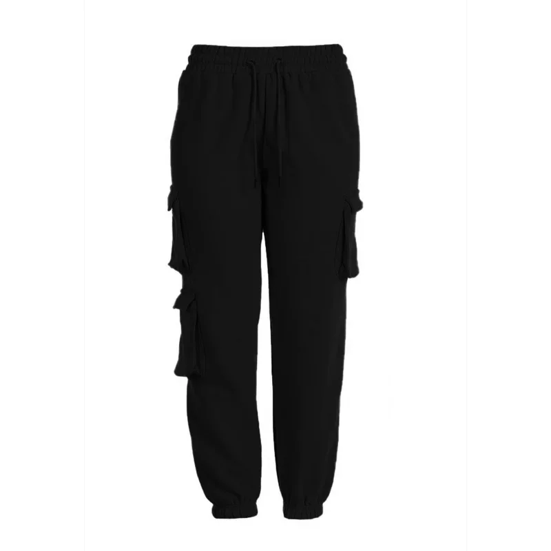 Pantalon Cargo Woman Elastics High Waist Solid Pants Spring Autumn Vintage Patchwork Joggers Sweatpants Harajuku Female Trousers