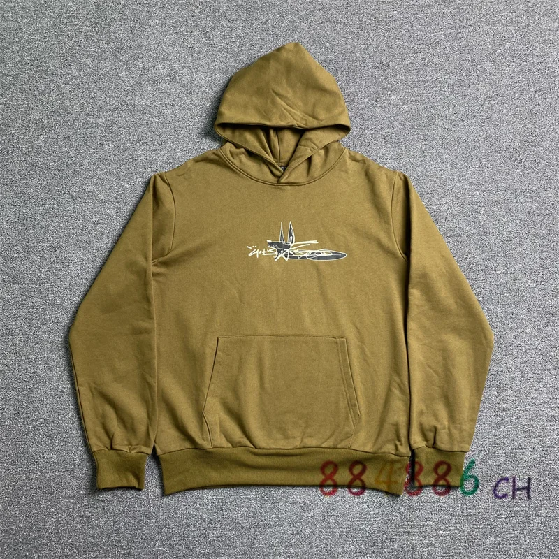 

Military Green Logo Hoodie Men Women High Quality Comfortable Terry Fabric Hooded Sweatshirt