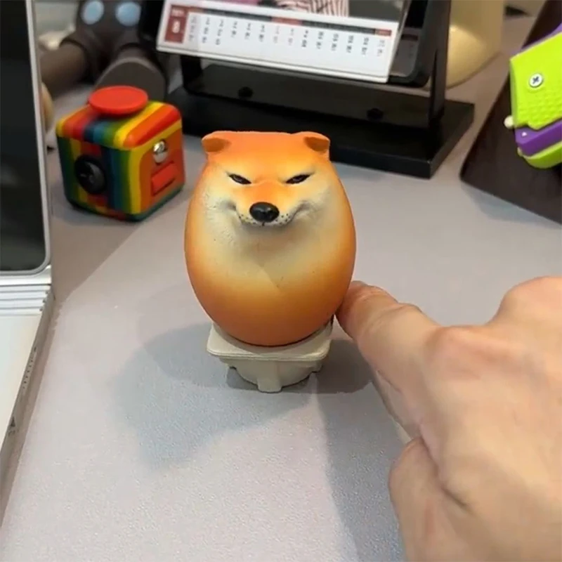 Desk Decor Creative Shiba Inu Realistic Egg Shape PVC Dog & Egg Union Ornament for Home Offices