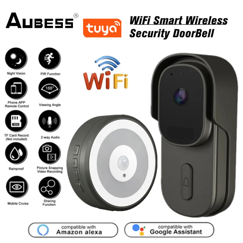 smart intercom system Aubess 1080P Tuya WIFI Visual Intelligent Night Light Doorbell Camera Mini Video Intercom For Apartment Home Security Cameras aiphone jo series