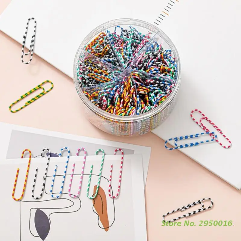 

Colorful Paper Clips w/ Storage Box Zebra-striped Paperclips Office Binding Supplies for Files Papers Memo-Pad-Bookmark