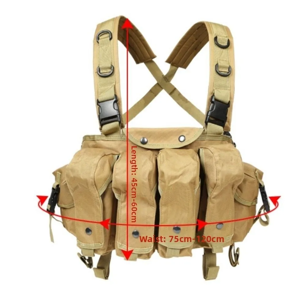 6-pockets Outdoor Vest Bag Large Capacity High Density Nylon Climbing Chest Pocket Quick Release Buckle Waterproof