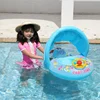 Cartoon Inflatable Baby Swim Ring Seat Floating Sunshade Toddler Swim Circle Bathtub Swimming Pool Beach Party Outdoor Water Toy 4