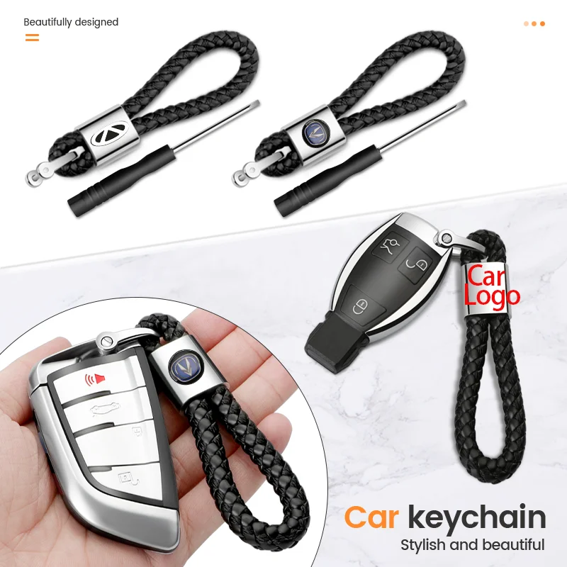 3D Metallo Pelle Car Styling Logo Portachiavi Portachiavi Per Jaguar Mazda Citroen Ford Audi Bmw Toyota Hyundai Mitsubishi