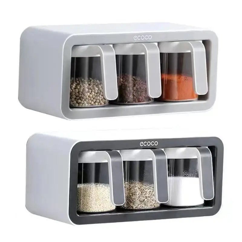 

Seasoning Box Kitchen Supplies Integrated Multi-Grid Storage Salt Aginomoto Bottle Salt Jar Jar Home Can Combination Set