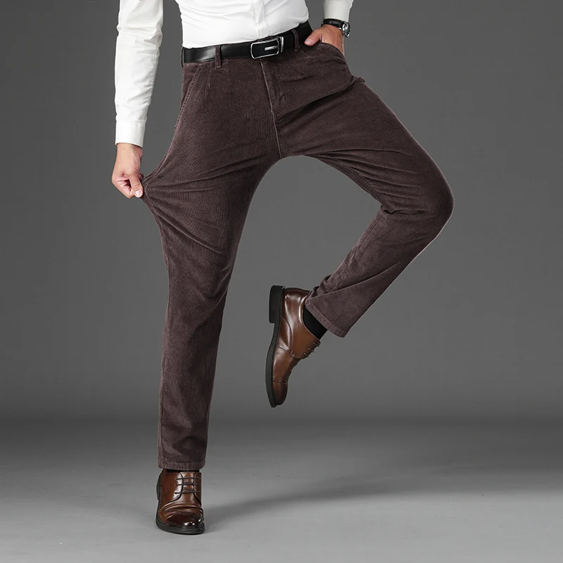 97% Baumwolle männer Cord Hosen Herbst Neue Dicke Dünne Gerade Business Büro Elastische Casual Hosen Männliche Kleidung – Detail 16