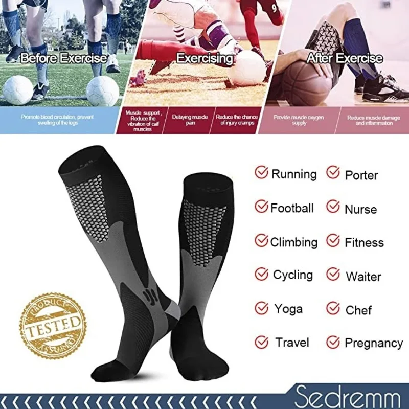 Compression Socks 20-30 MmHg Fit Varicose Veins Medical Swelling Diabetes Atheletic Anti Fatigue Football Soccer Stockings sports socks compression socks fitness sports socks sport socks